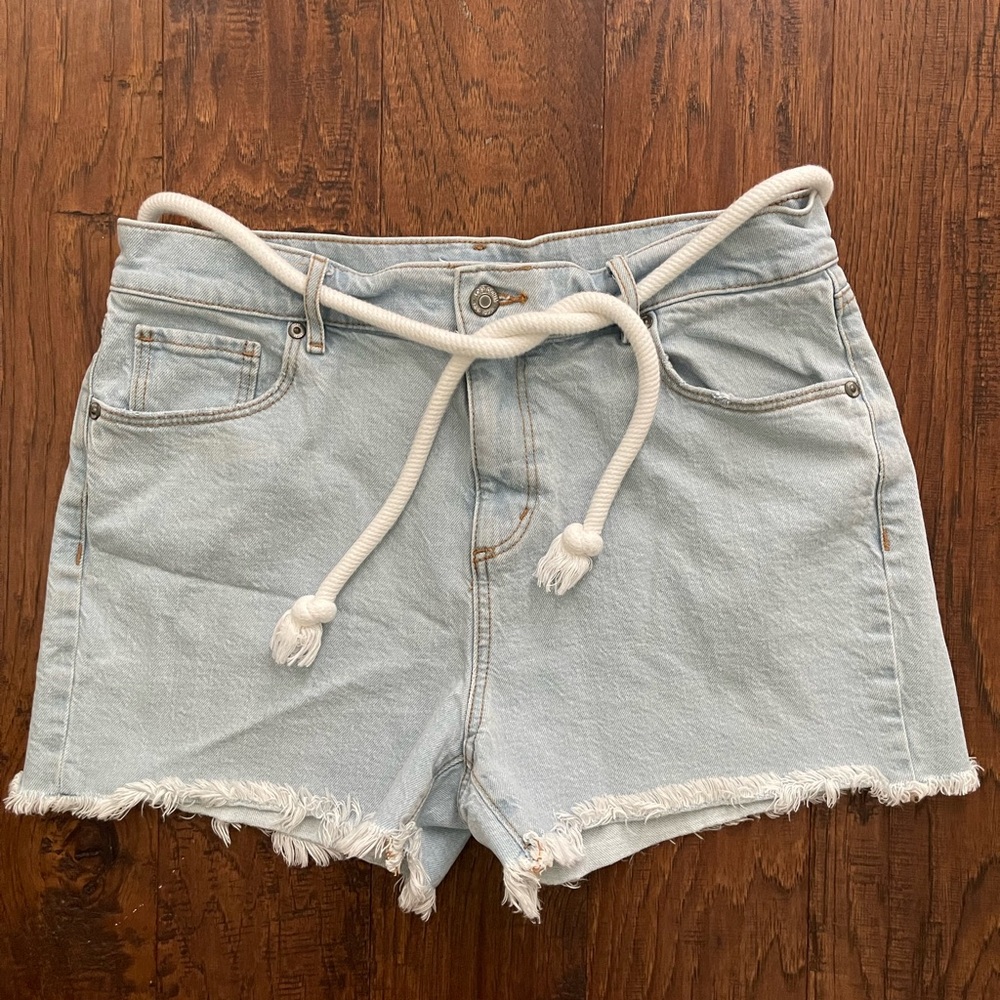 Loft Denim Rope Belt Shorts Cutoffs